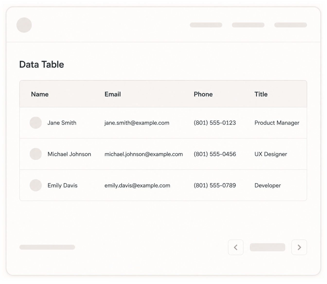 Data Tables Widget
